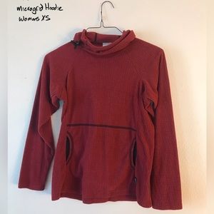 Melanzana Womens V2 Solid Red Micro Grid Hoodie
